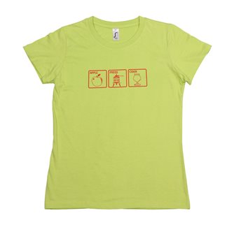 T-shirt donna verde Apple Press Cider Tom Press stampa rossa L
